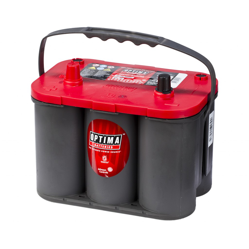 OPTIMA AGM Red Top 12V 50AH 815CCA (254x174x195mm) +venstre TOPP+SIDEPOL