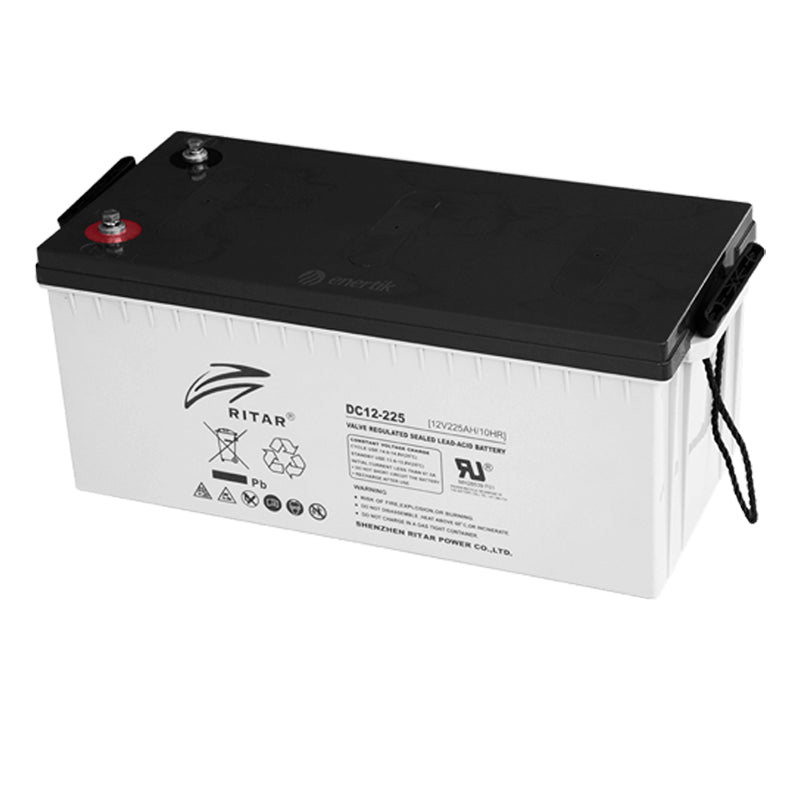RITAR AGM Deep Cycle Batteri 12V 225AH C10 (522x240x219mm) +høyre