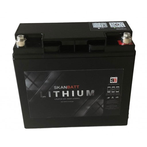 SKANBATT Bluetooth Lithium Batteri 12V 20AH 30A BMS