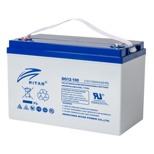 stromkilden-no - RITAR GEL Deep Cycle Batteri 12V 100AH (328x169x222mm) +venstre - Batteri