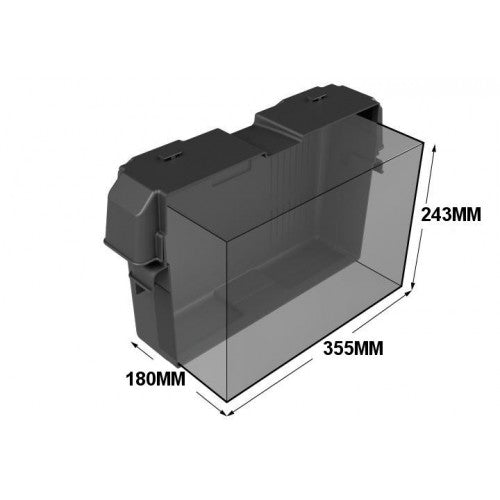 Batterikasse 355x180x243mm (innvendig) plast stor