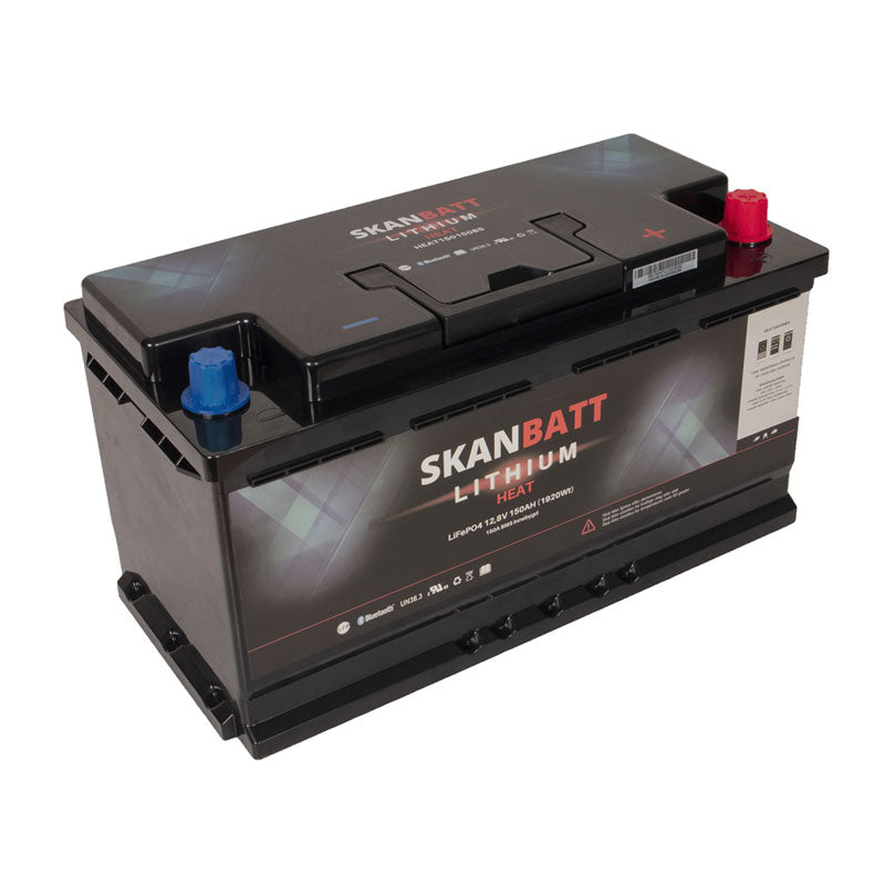 SKANBATT Lithium HEAT Batteri 12V 150AH 150A BMS - Bobil - Bluetooth