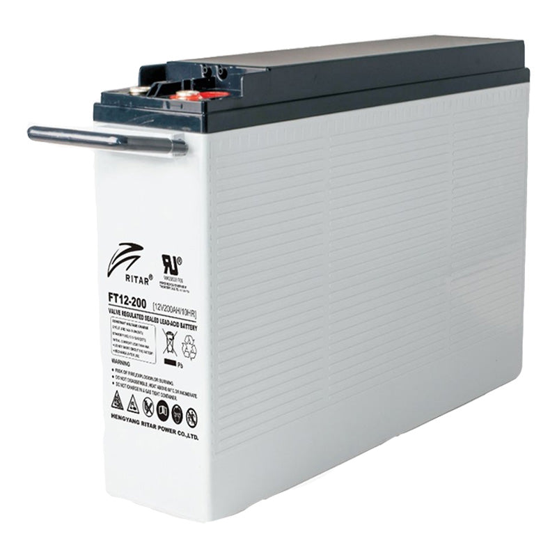RITAR AGM Batteri 12V 200AH - Frontterminaler Perfekt for backup strøm ...