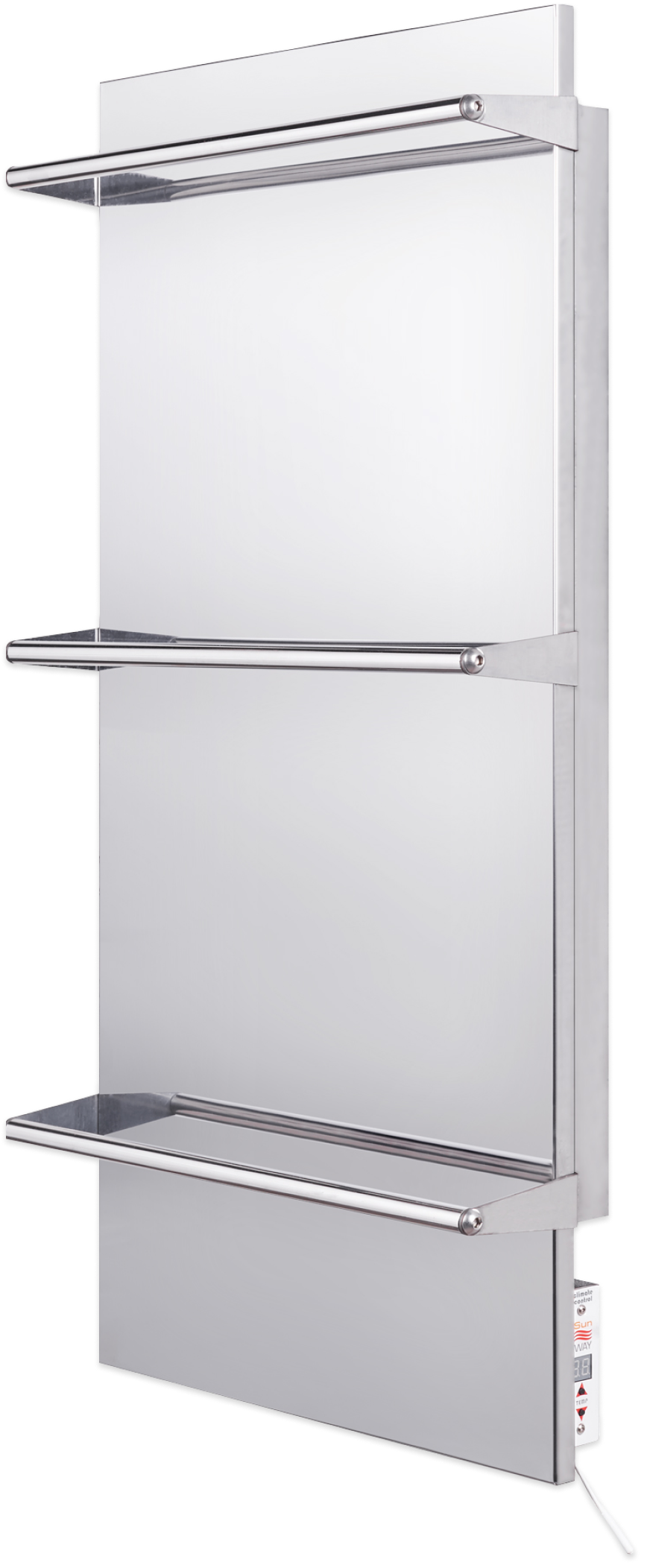 SWT RA 300  Håndklevarmer infrarød m/termostat. Polert Rustfritt stål 300 W IP33