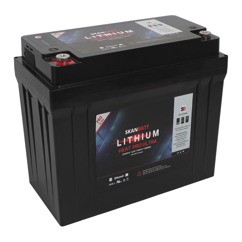 SKANBATT Lithium HEAT PRO 'Ultra' 12V 100AH - CAN Bus - 300A (<3s) - 8 års garanti
