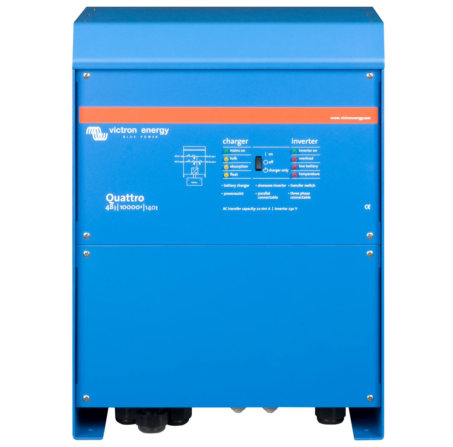 Victron QUATRRO 48V 10000VA 140A - kombi inverter og 140A lader