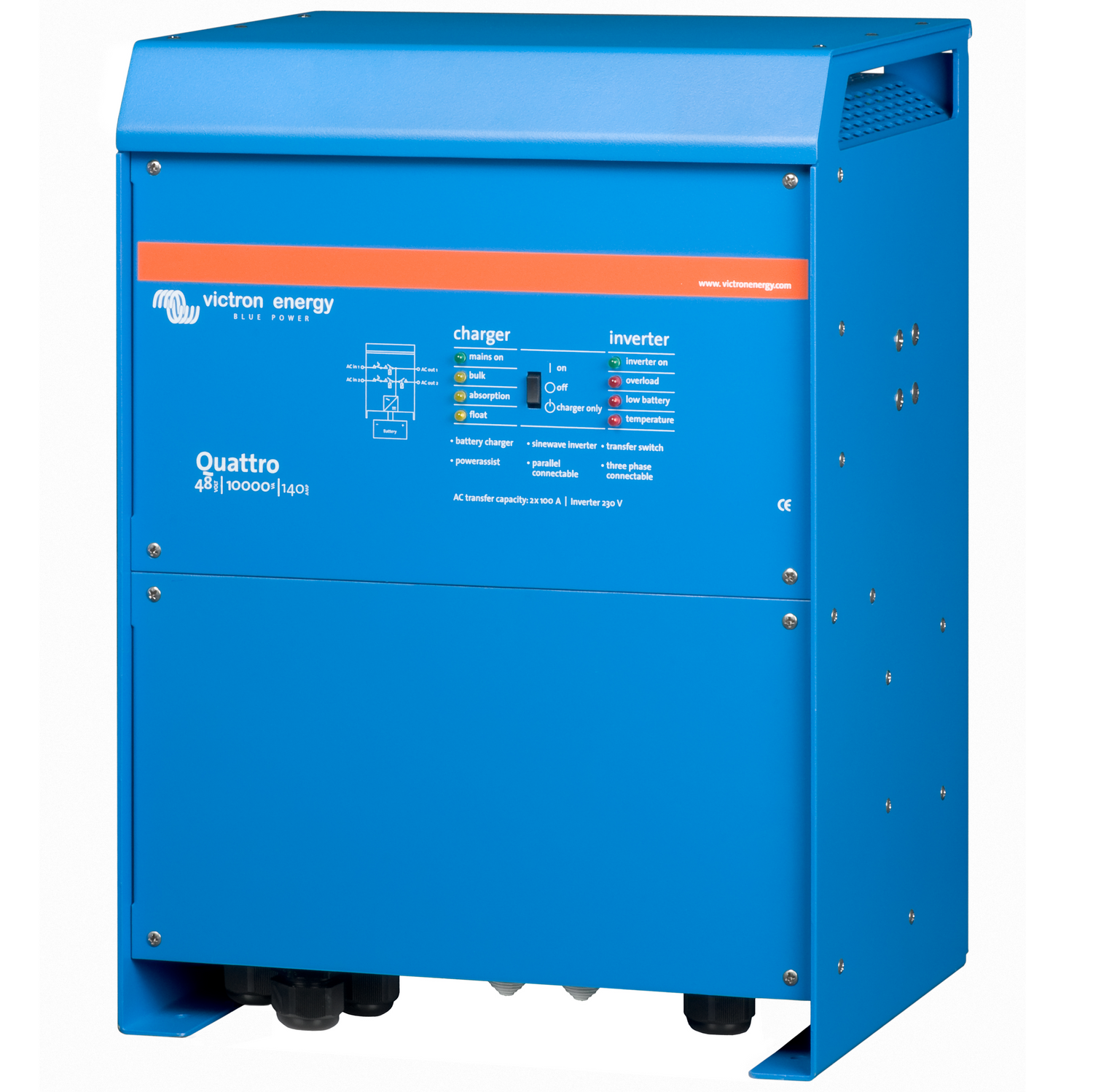 Victron QUATRRO 48V 10000VA 140A - kombi inverter og 140A lader