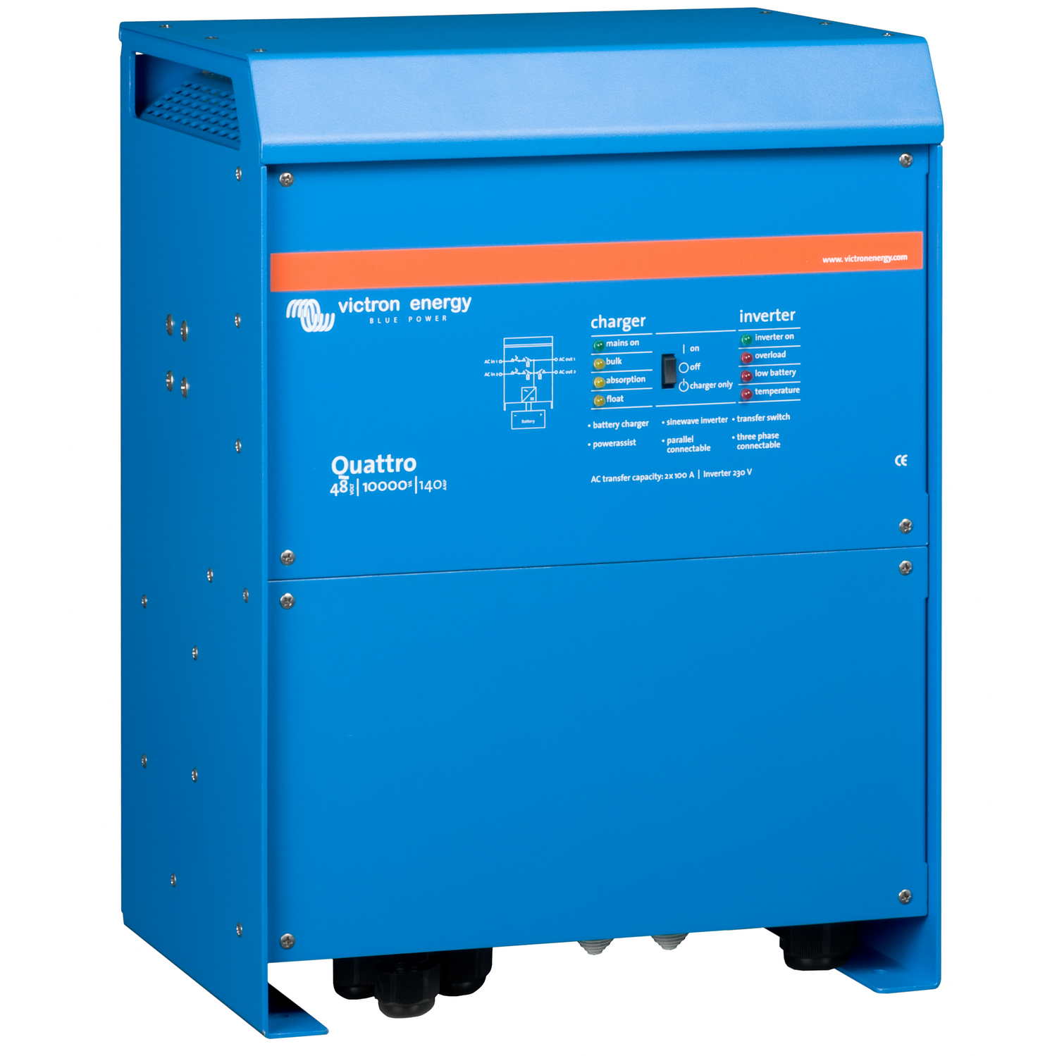 Victron QUATRRO 48V 10000VA 140A - kombi inverter og 140A lader