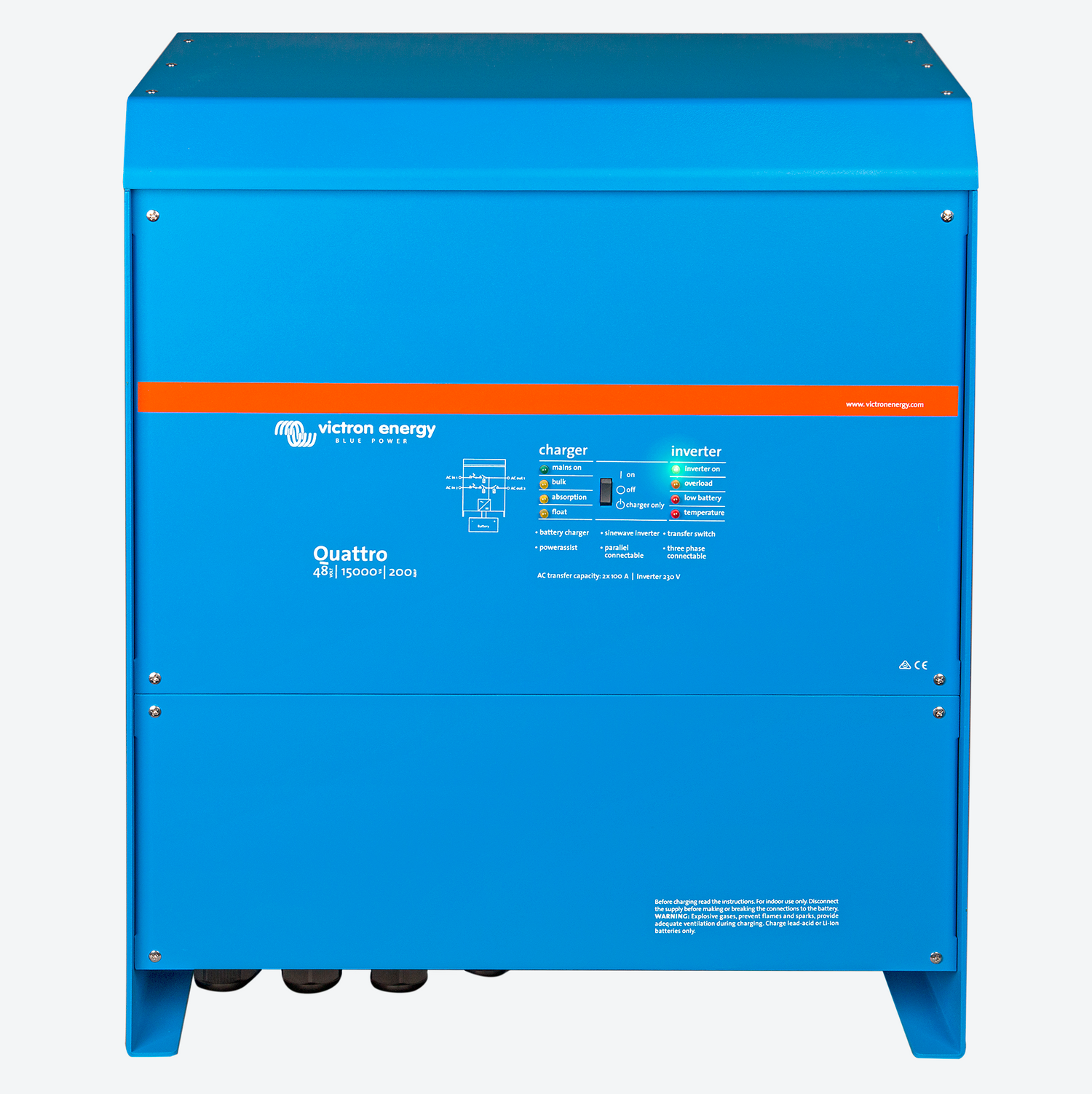 Victron QUATTRO 48/15000/200-100/100 230V VE.BUS - kombi inverter og 200A lader